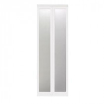 Impact Plus Mir-Mel Primed Frosted Mirror White Trim Interior Bifold Closet Door