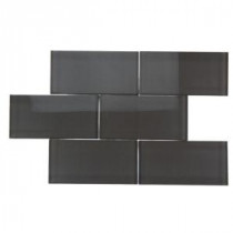 Splashback Tile Contempo Smoke Gray Polished 6 in. x 3 in.Glass Subway Floor and Wall Tile
