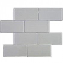 Splashback Tile Contempo Bright White Polished 3 in. x 6 in. Glass Subway Floor and Wall Tile