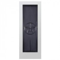 Steves & Sons 36 in. x 80 in. 1-Lite Primed White Wood Obscure with Beveled Texas Star Design Slab Door