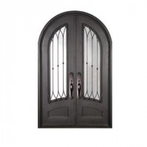 Iron Doors Unlimited Concord 3/4 Lite Painted Oil Rubbed Bronze Decorative Wrought Iron Entry Door