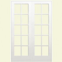 Smooth 10 Lite Solid-Core Primed Pine Double Prehung Interior French Door