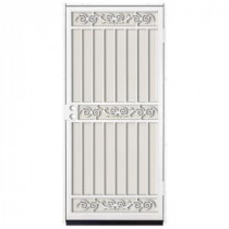 Unique Home Designs Sylvan 36 in. x 80 in. White Outswing Security Door with Almond Perforated Rust-free Aluminum Screen