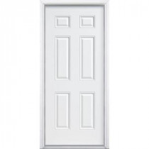 Masonite 6-Panel Primed Steel Security Entry Door with No Brickmold