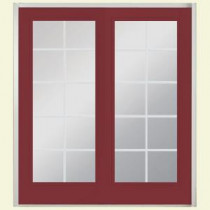 Masonite 72 in. x 80 in. Red Bluff Prehung Left-Hand Inswing 10 Lite Fiberglass Patio Door with No Brickmold in Vinyl Frame