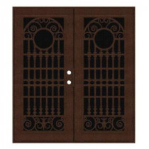 Unique Home Designs Spaniard 72 in. x 80 in. Copper Left-active Surface Mount Aluminum Security Door with Black Perforated Aluminum Screen