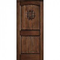 Rustic Mahogany Type Prefinished Distressed V-Groove Solid Wood Speakeasy Entry Door Slab
