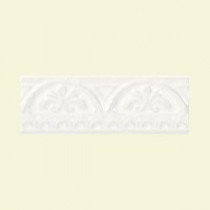 Daltile Fashion Accents White Arches 3 in. x 8 in. Ceramic Listello Wall Tile
