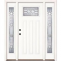 Feather River Doors Mission Pointe Zinc Craftsman Primed Smooth Fiberglass Entry Door with Sidelites
