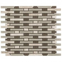 Jeffrey Court 11 in. x 13-1/4 in. Riverbend Glass/Light Travertine Mosaic Wall Tile