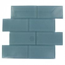 Splashback Tile Contempo Turquoise Polished 3 in. x 6 in. Glass Subway Floor and Wall Tile