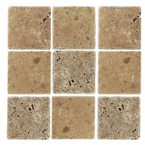 Jeffrey Court Travertino Noce 4 in. x 4 in. Tumbled Stone Tile (9 pieces/1 sq. ft./1 pack)