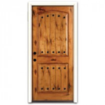 Steves & Sons Rustic 2-Panel Plank Stained Knotty Alder Wood Entry Door