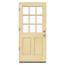 JELD-WEN 9-Lite Unfinished Hemlock Entry Door with Unfinished AuraLast Jamb
