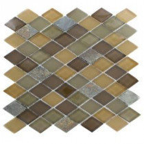 Splashback Tile Tectonic Diamond Multicolor Slate and Earth Blend 12 in. x 12 in. Glass Mosaic Floor and Wall Tile