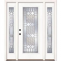 Feather River Doors Mission Pointe Zinc Full Lite Prime Smooth Fiberglass Entry Door with Sidelites