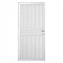 Unique Home Designs Cottage Rose 36 in. x 80 in. White Recessed Mount Steel Security Door with Perforated Metal Screen and Nickel Hardware