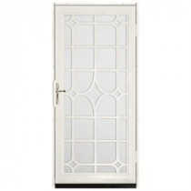 Unique Home Designs Lexington 36 in. x 80 in. Almond Outswing Security Door with White Perforated Screen and Polished Brass Hardware