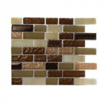 Splashback Tile Southern Comfort Brick Pattern 1/2 in. x 2 in. Marble And Glass Tile - 6 in. x 6 in. Tile Sample