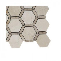 Splashback Tile Ambrosia Crema Marfil and Light Emperador Stone Mosaic Floor and Wall Tile - 6 in. x 6 in. Tile Sample