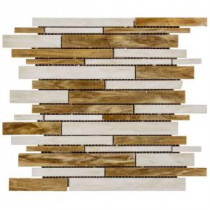 Jeffrey Court 14 in. x 11-3/4 in. Cream Puff Glass Mosaic Wall Tile