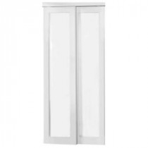 TRUporte 2010 Series 48 in. x 80 in. White 1 Lite Composite Universal Grand Sliding Door