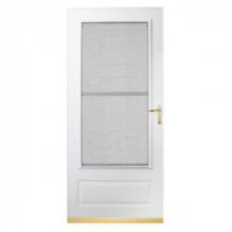 EMCO 300 Series 36 in. White Aluminum Triple-Track Storm Door with Brass Hardware