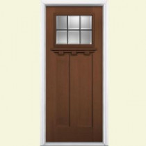 Masonite Oaklawn 6 Lite Carmel Fir Grain Textured Fiberglass Entry Door with Brickmold