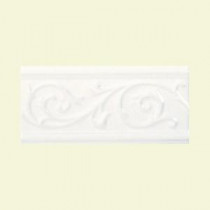 Daltile Fashion Accents White 5 in. x 10 in. Ceramic Vine Liner Wall Tile