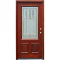 Pacific Entries Traditional 3/4 Lite Stained Mahogany Wood Entry Door with 6 in. Wall Series