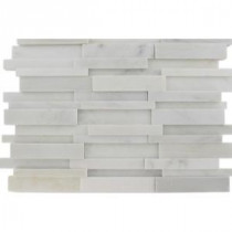 Splashback Tile Dimension 3D Brick Asian Statuary Pattern 12 in. x 12 in. Marble Mosaic Floor and Wall Tile
