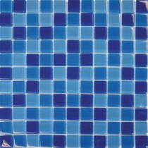 MS International 12 in. x 12 in. x 3/8 in Thick Blue Blend Glass Mesh-Mounted Mosaic Tile