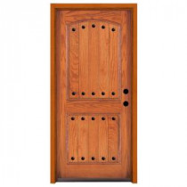 Steves & Sons Rustic 2-Panel Stained Oak Wood Left-Hand Entry Door with 6 in. Wall and Prefinished Jamb