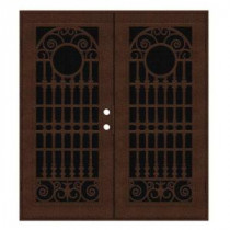 Unique Home Designs Spaniard 60 in. x 80 in. Copper Left-active Surface Mount Aluminum Security Door with Black Perforated Aluminum Screen