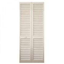 Kimberly Bay 36 in. Plantation Louvered Solid Core Painted White Wood Interior Bi-fold Closet Door