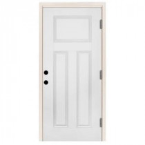 Steves & Sons Premium 3-Panel Primed White Steel Entry Door with 36 in. Left-Hand Outswing and 6 in. Wall