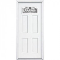 Masonite Halifax Camber Fanlite Primed Steel Entry Door with Brickmold