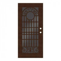 Unique Home Designs Spaniard 36 in. x 80 in. Copper Left-handed Surface Mount Aluminum Security Door with Black Perforated Aluminum Screen