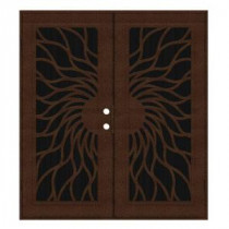 Unique Home Designs Sunfire 72 in. x 80 in. Copperclad Left-Hand Recessed Mount Outswing Security Door with Charcoal Insect Screen