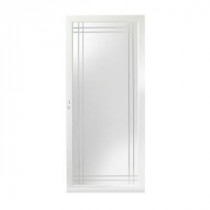Andersen 3000 Series 36 in. White Left-Hand Full-View Etched Glass Storm Door with Fast and Easy Installation System