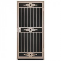 Unique Home Designs Pima 36 in. x 80 in. Tan Outswing Security Door with Black Perforated Rust-free Aluminum Screen