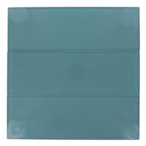 Splashback Tile Contempo 4 in. x 12 in. Turquoise Polished Glass Tile