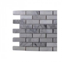 Splashback Tile White Carrera 1/2 in. x 2 in. Marble Tile - 6 in. x 6 in. Tile Sample