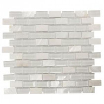 Jeffrey Court 12-1/2 in. x 10-1/2 in. Polar Cap Glass/White Marble Mosaic Wall Tile